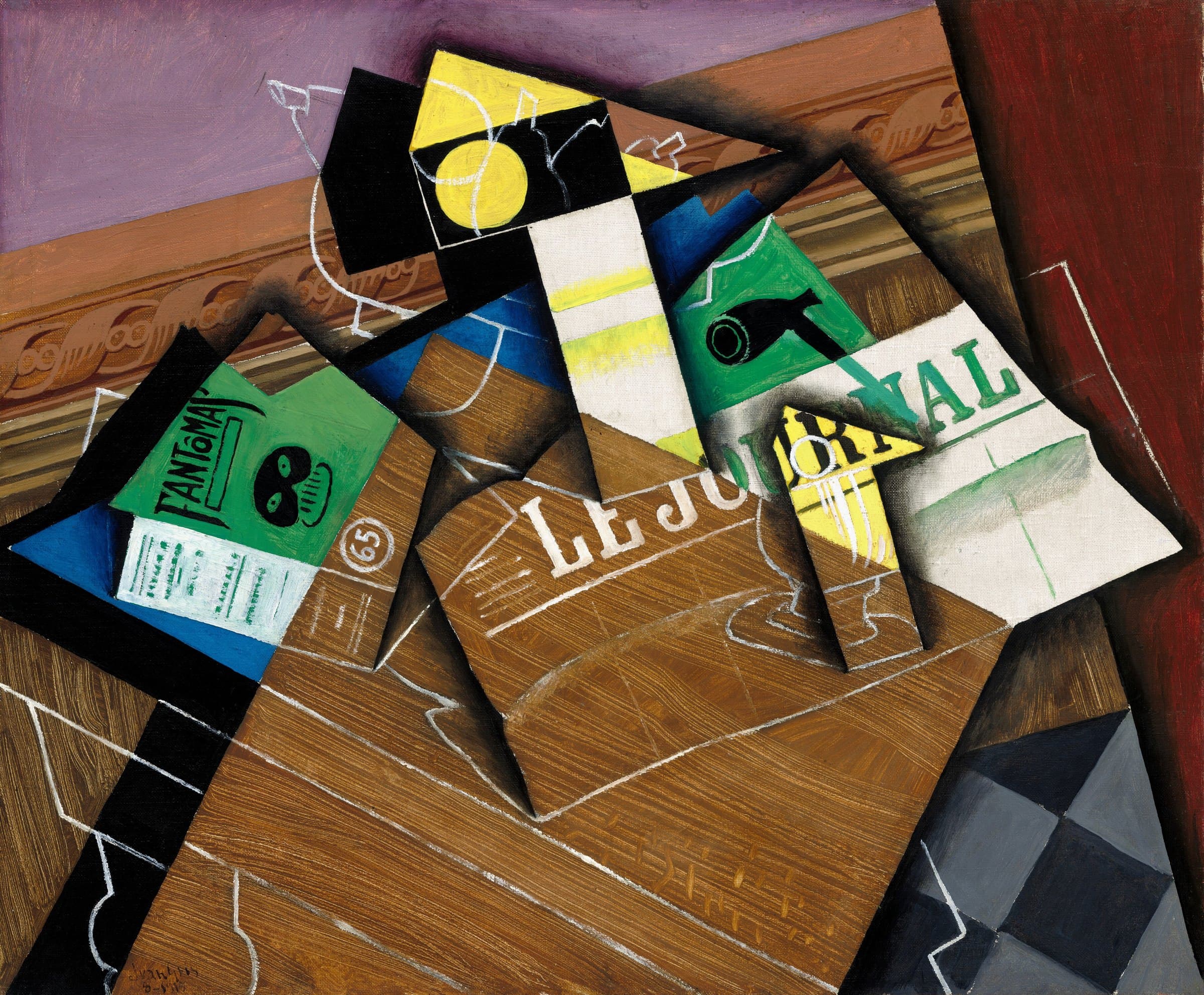 Juan Gris, Fantômas (Pipe and Newspaper), 1915