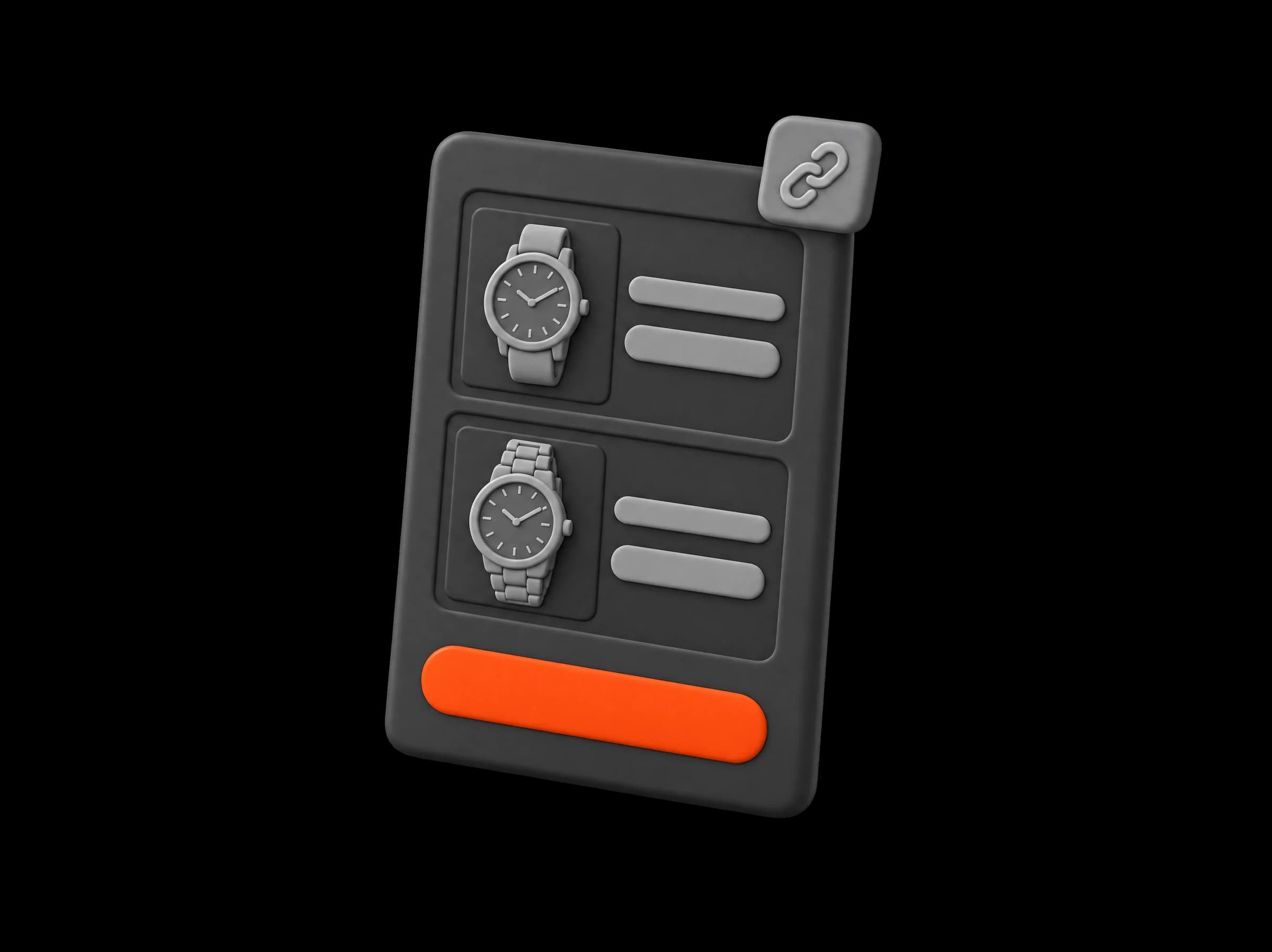 One offer card holding two watches, each on its own row with its own price, and an orange accept bar